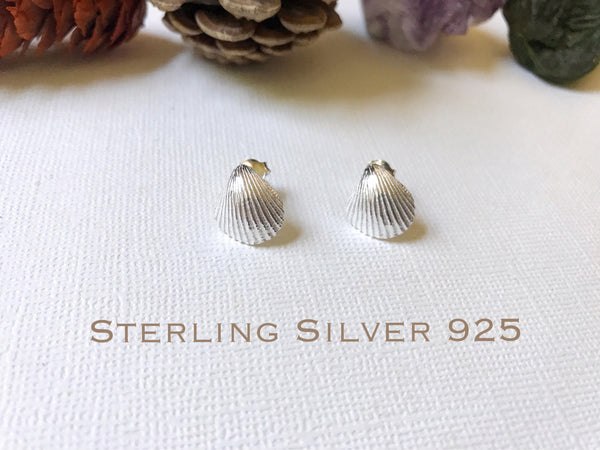 Sterling Silver shell stud earrings, Shell earrings, Beach earrings, Beach jewelry, Silver shell studs, Hawaiian earrings