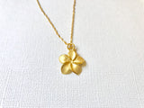 Sale! Gold over Sterling Silver plumeria necklace, Plumeria necklace, Hawaiian necklace, Plumeria jewelry, Flower necklace,Bridesmaid gift