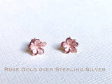 Sale! Sterling Silver, Tiny Plumeria stud earrings, Plumeria earrings, Plumeria studs, Gold Plumeria, Rose Gold Plumeria, Flower earring