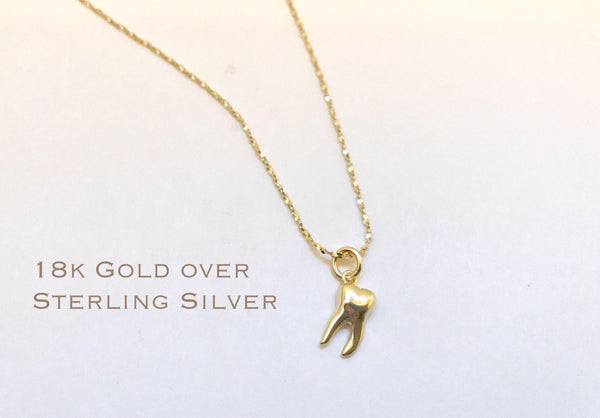 18K Gold over Sterling Silver tooth necklace, Dental necklace, Molar necklace, Dental gifts, Dentist necklace, Dentist jewelry, Dental Jewel