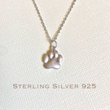 Sterling Silver Paw print necklace, dog lovers necklace, cat lovers necklace,pet memorial, dog memorial necklace, paw necklace, dog lover