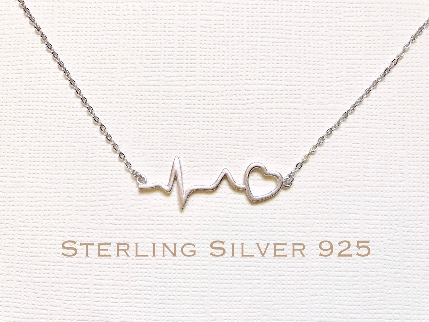 Sterling Silver heartbeat necklace, heartbeat necklace, EKG