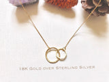 Sterling Silver double circle necklace, Interlocking circle necklace, interlocking necklace, mother gifts, Entwined Ring Necklace, Couple