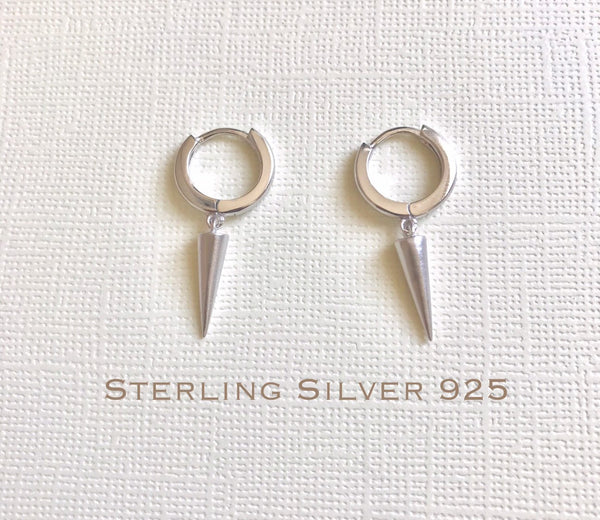 Sterling Silver spike earring, Spike hoop earrings