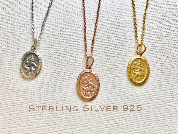 Vintage Style Personalised Small Oval St Christopher Necklace - Scarlett  Jewellery
