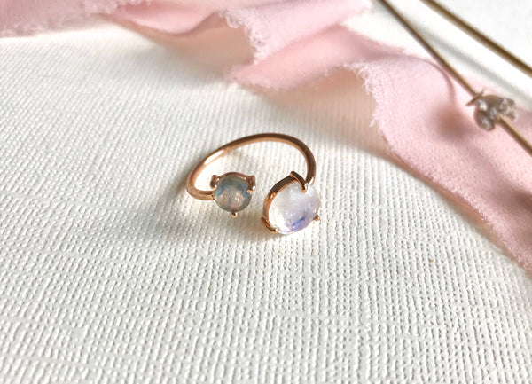 Unique Moonstone Engagement Ring Set Rose Gold Bridal Set Antique Art Deco  Oval Moonstone Ring Milgrain Faceted Moonstone Ring