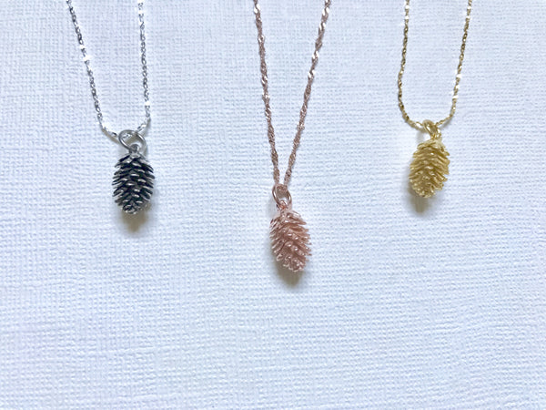 Sterling Silver Pine cone necklace, Silver Pinecone necklace, Bridesmaid jewelry, Tiny Pine cone necklace