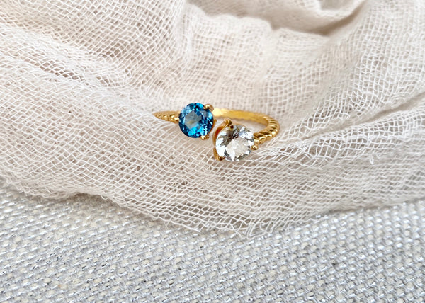 Genuine Aquamarine and London Blue Topaz ring