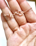 Sterling Silver heartbeat necklace, heartbeat necklace, EKG necklace