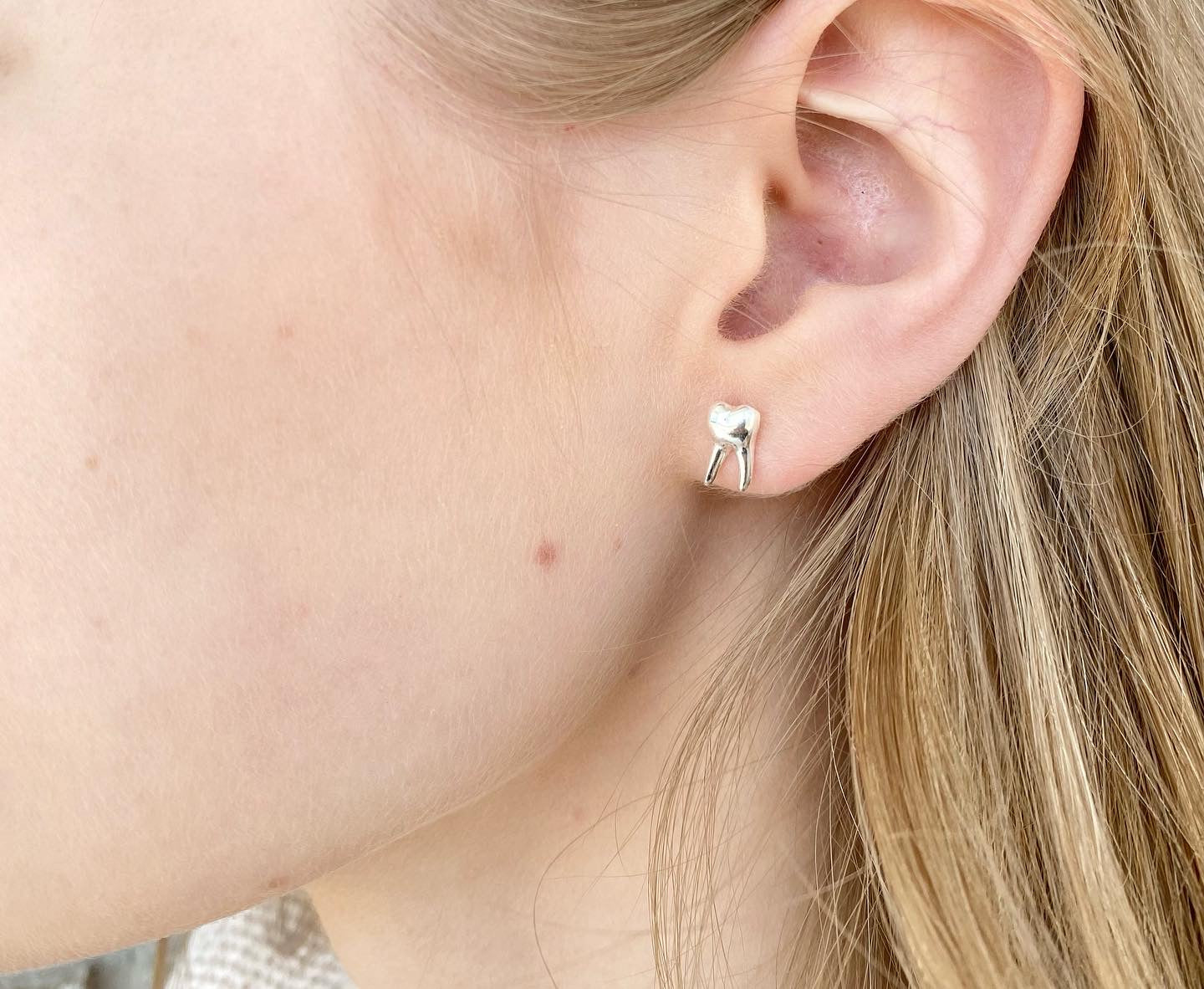 Tooth Stud Earrings ~ Handmade From 14k Gold Or Sterling Silver